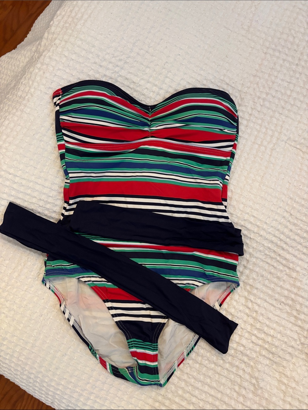 Tommy Bahama Striped Navy, Red & Green One-Piece Swimsuit